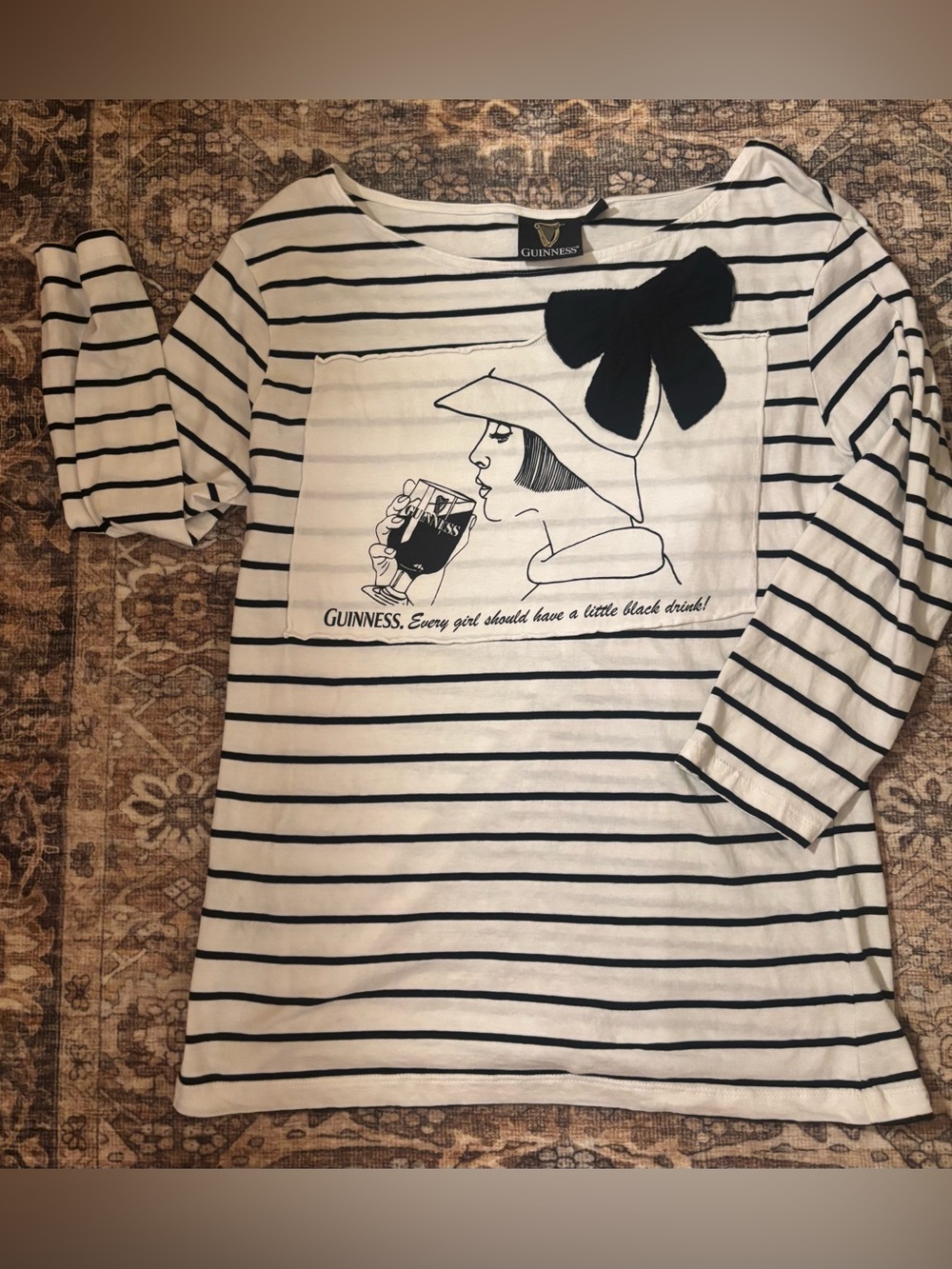 Guinness Every Girl Little Black Drink Striped Bow Top XL